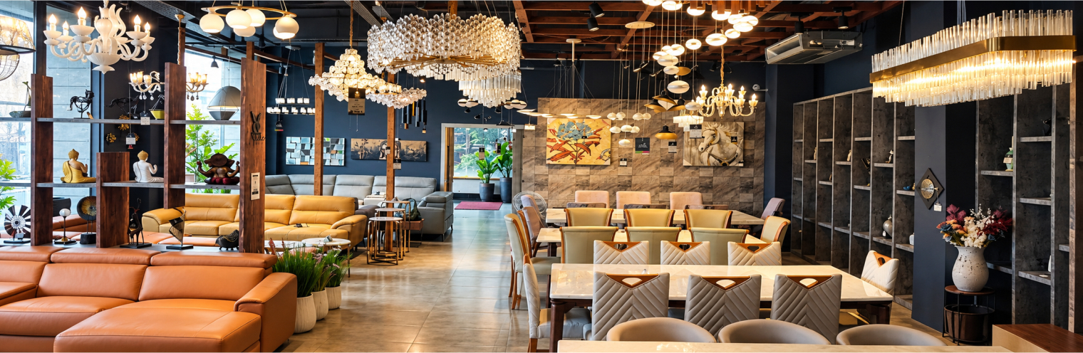 Casa Living showroom with wall art and a mirror